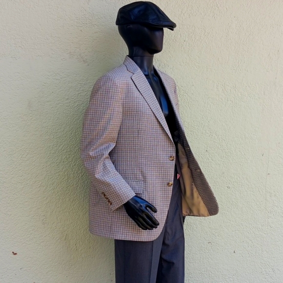 HART SCHAFFNER MARX for NATHAN'S (LAKELAND) MEN'S LUXURY CHEK/PLAID BLA ZER (US) - Picture 5 of 17